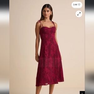 Lulu's Deep Red Floral Maxi Dress